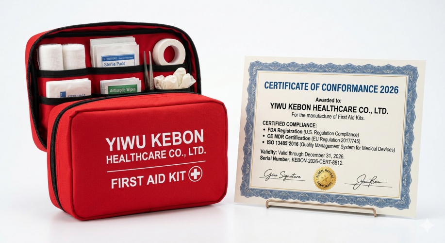 Yiwu Kebon Healthcare: 2026 FDA, CE, এবং ISO 13485 সার্টিফিকেশন প্রাথমিক চিকিৎসা কিটের জন্য পুনর্নবীকরণ করা হয়েছে